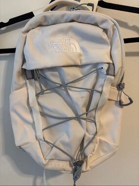 The North Face Backpack in Light Cream with Gray Accents